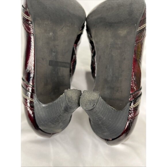 Tour En Ville Patent Leather Burgundy Heeled Booties Womens EU Size 38 - Picture 9 of 10